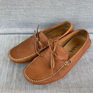 Authentic Prada leather driving shoes brown